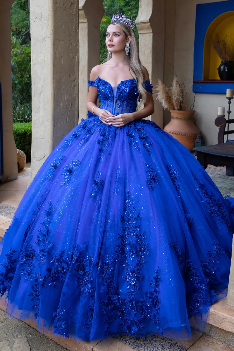 Broderi off Shoulder Korsett Glitter Quinceanera Klänning från GLS by Gloria - GL3521