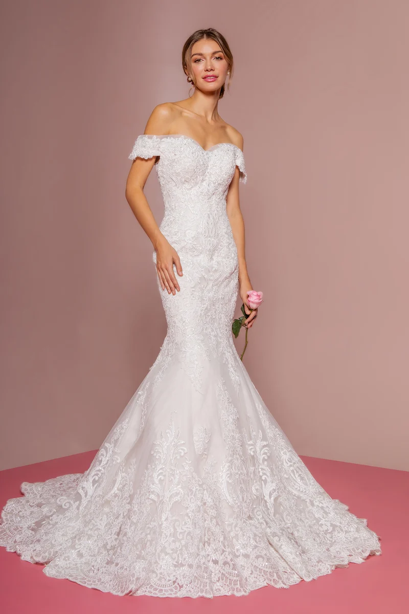GL2594 GLS av Gloria Off the Shoulder Broderad spets sjöjungfru brudklänning