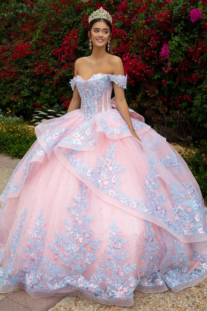 Paljett Off Shoulder Sweetheart Neckline Quinceanera Klänning från GLS by Gloria - GL3517