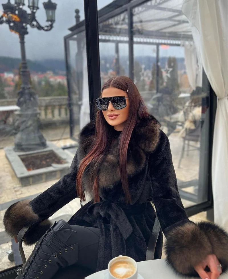 Fox Fur Alkantara Jacket in black/brown