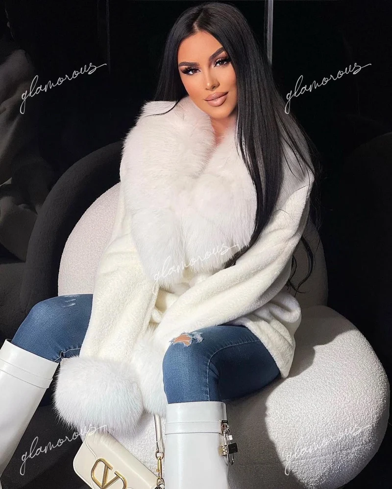 Fox Fur Alkantara Jacket in white