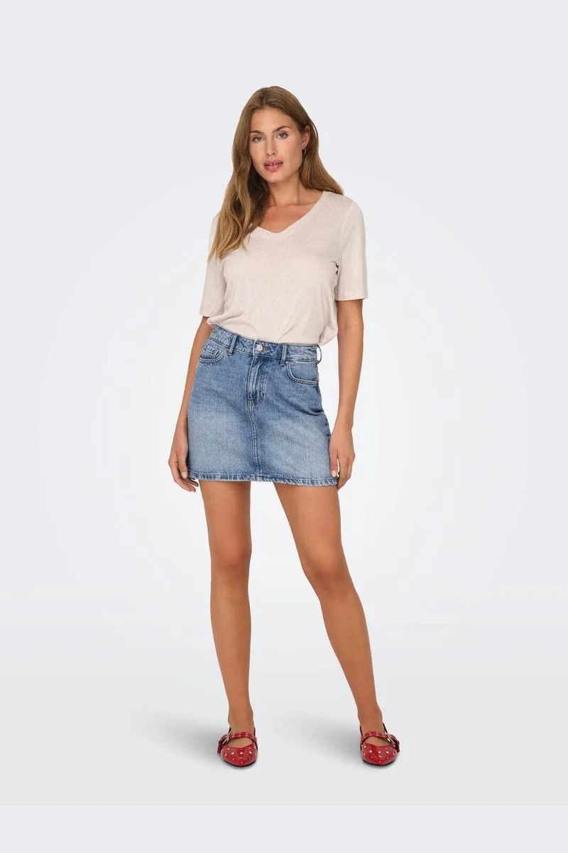 Only - Onlstella Short Skirt Azg - 4660156 Light Blue Denim