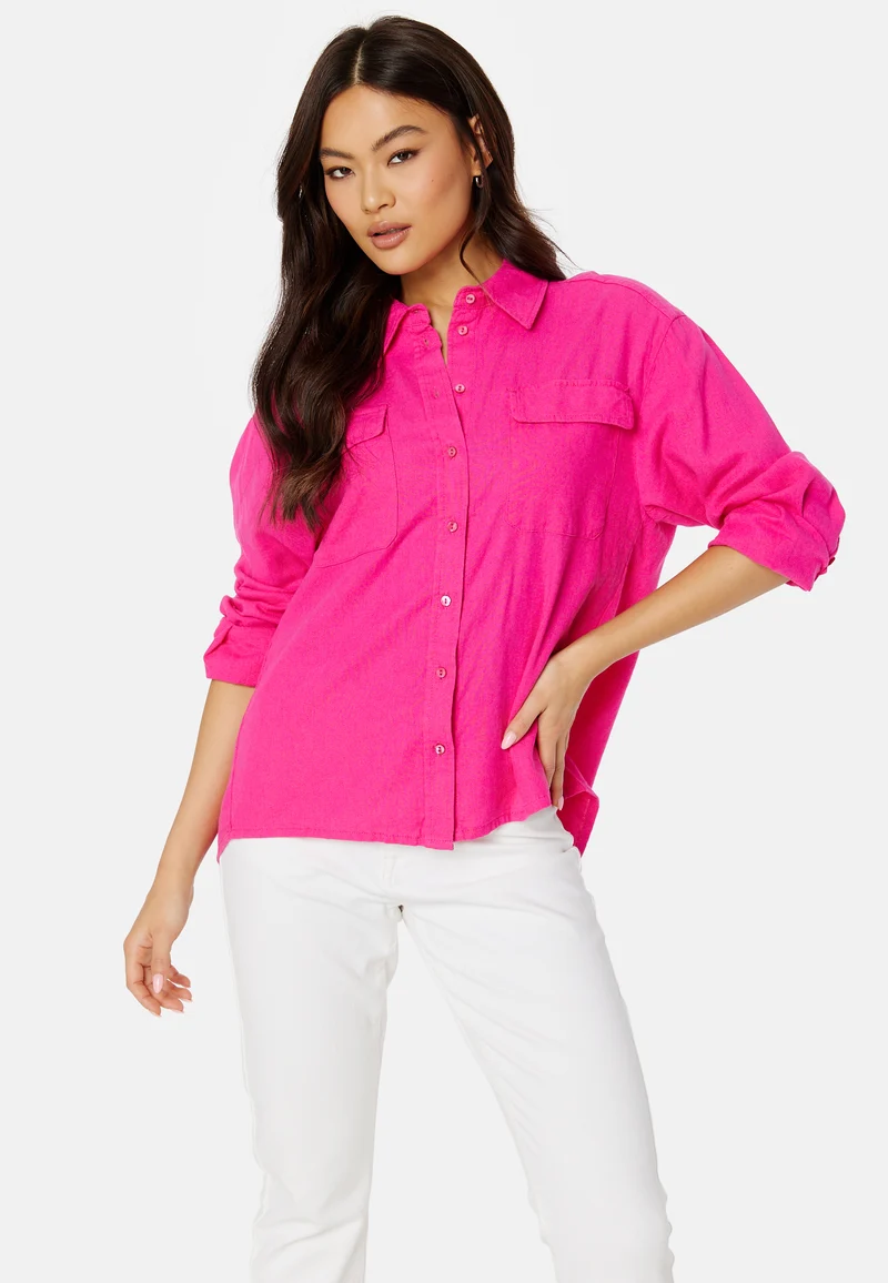 Caro L/S Oversized Linen Blend Shirt