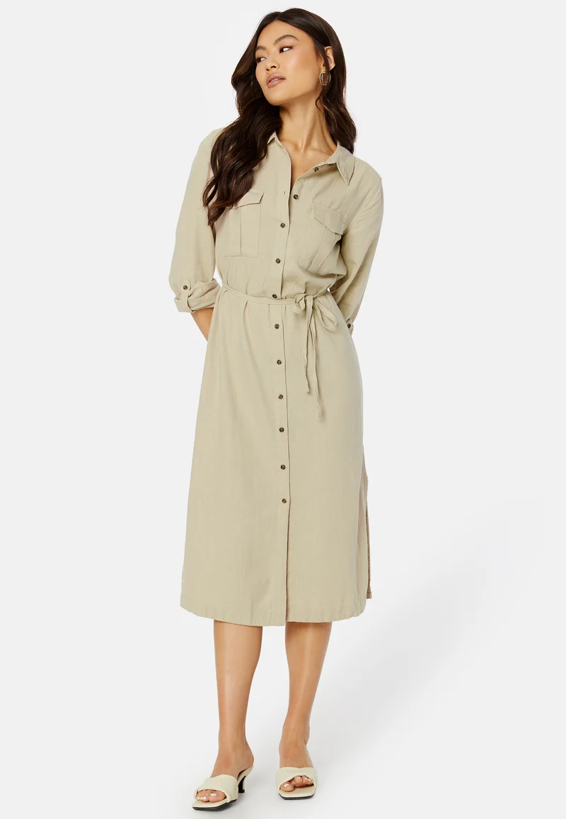Caro LS Linen Blend Shirt Dress