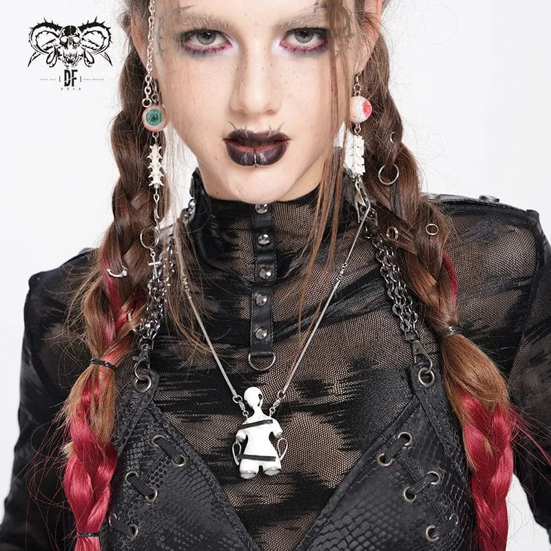 Halsband med konstigt punkmönster och sci-fi-motiv för kvinnor, vitt