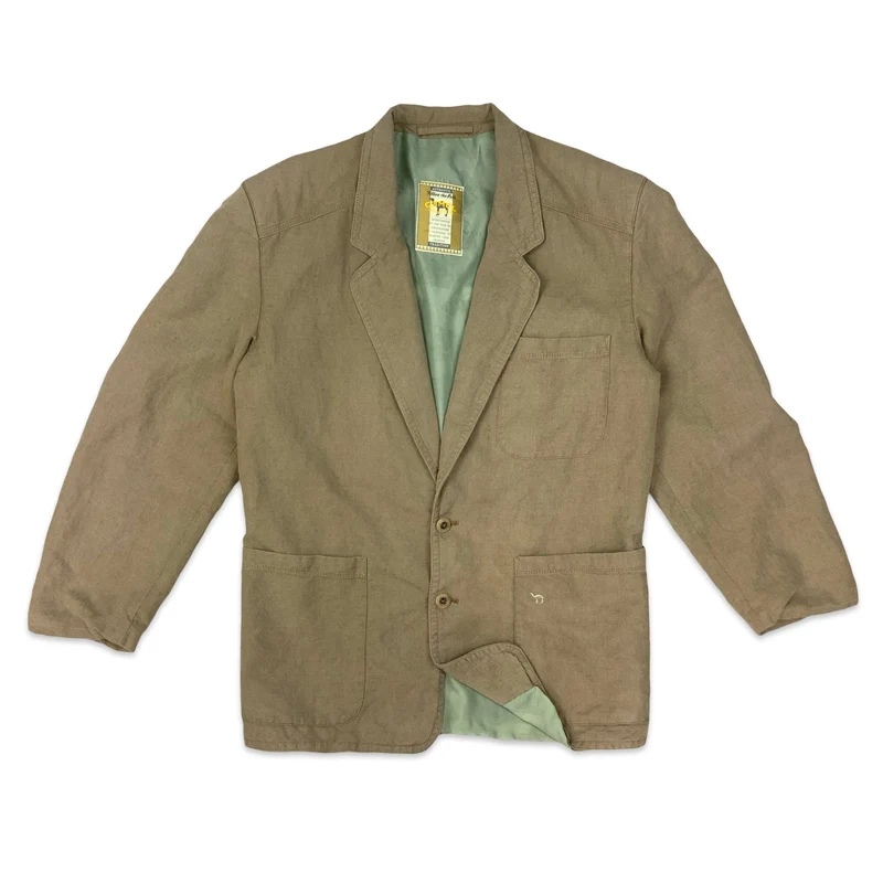 Vintage Camel Active Brown Linen Blazer Extra Large