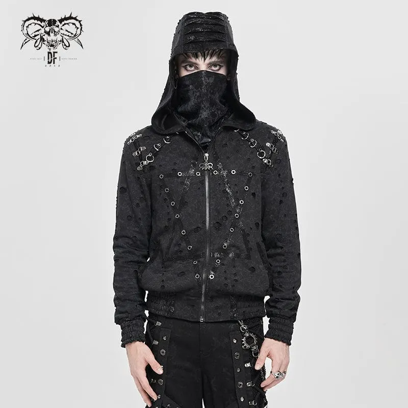 Herrkappa med punkmönster och sliten plisserad hexagramtryck