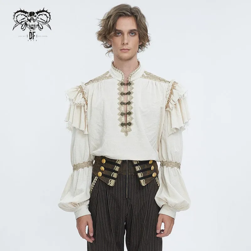 Gothic puffärmad volangskjorta för män