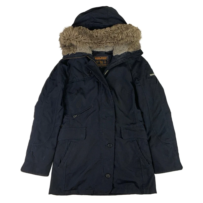 Black Woolrich Faux Fur Hooded Parka Jacket Medium
