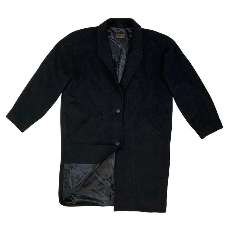 Vintage Womens Pure Cashmere Black Blazer Coat 14