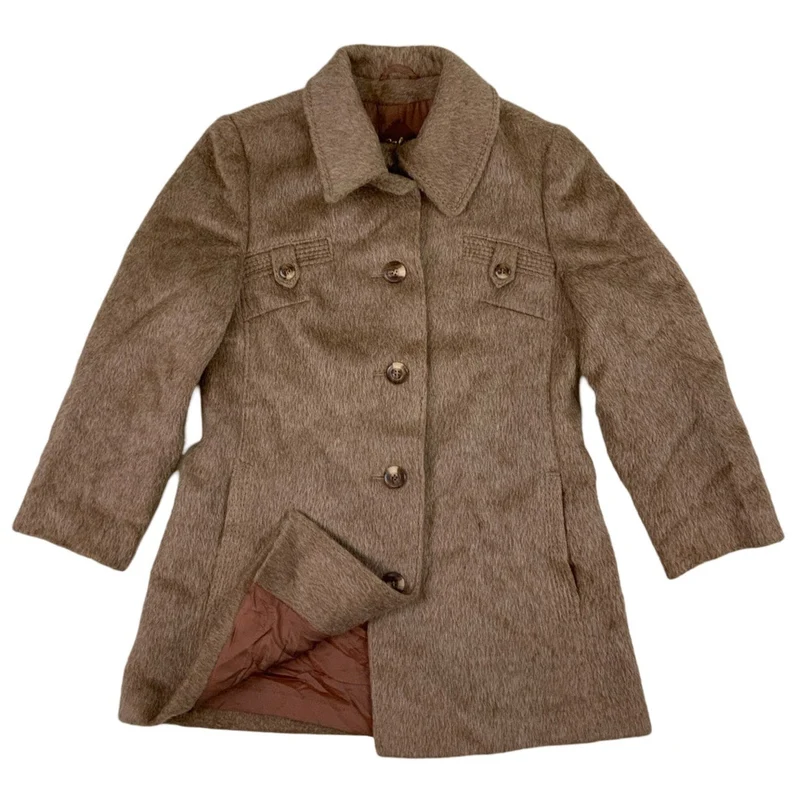 Vintage Tan Beige Llama Wool Women's Coat S 10