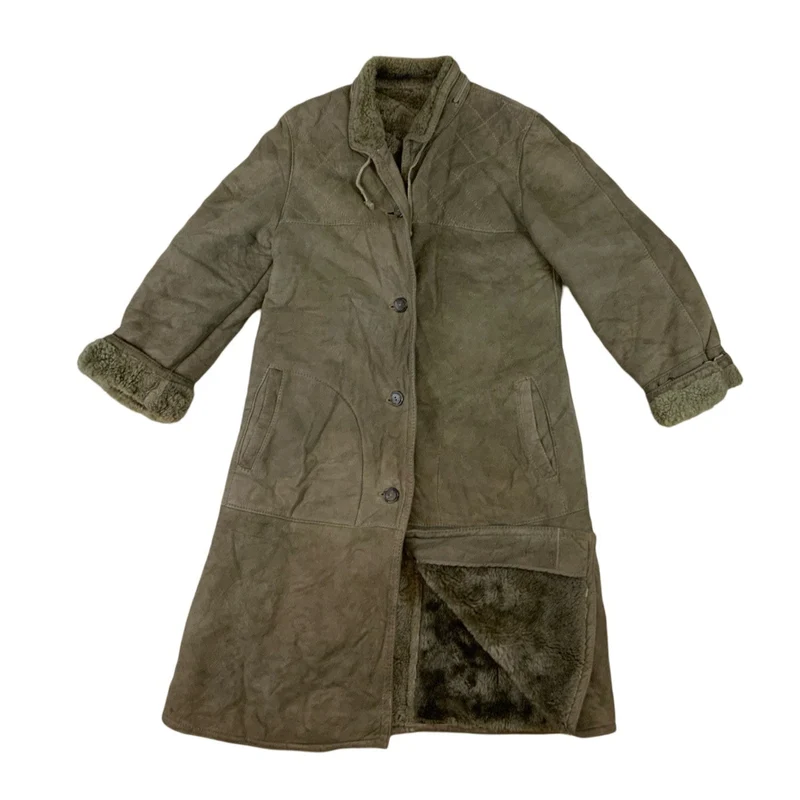Vintage Green Long Shearling Coat 8