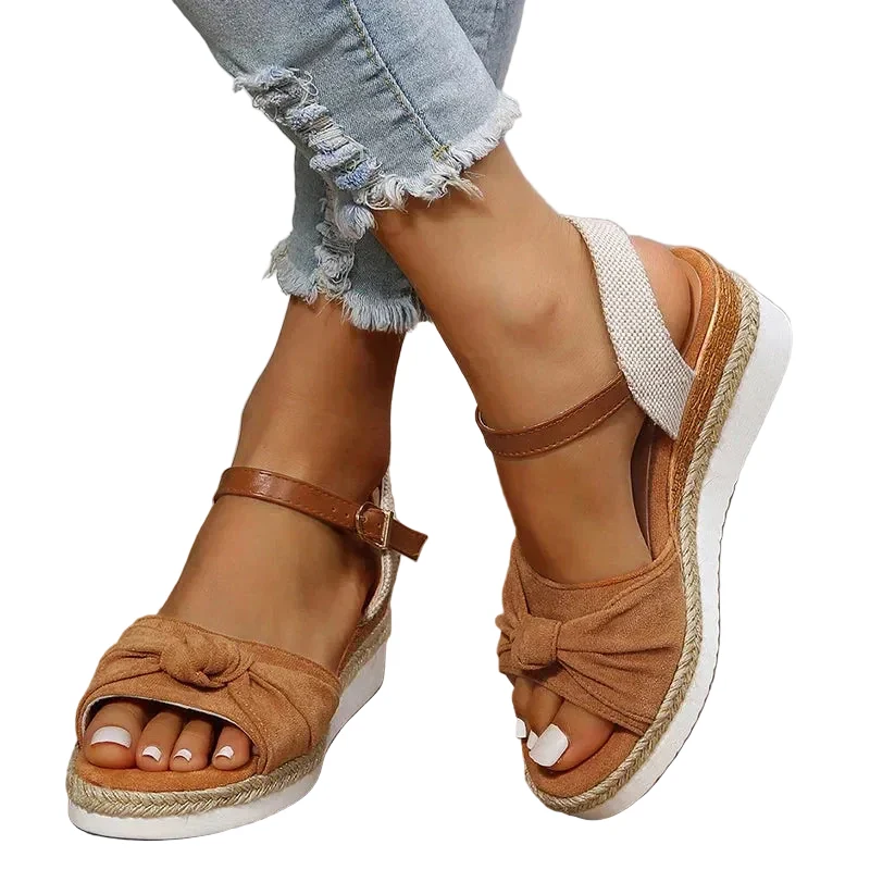 Dam Sandaler Espadrilles med Spänne och Knutdetalj