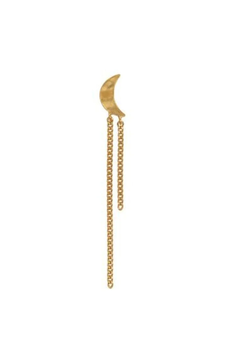 Stine A - Petit Bella Moon Earring With Two Chains - Single - 1415-02-S