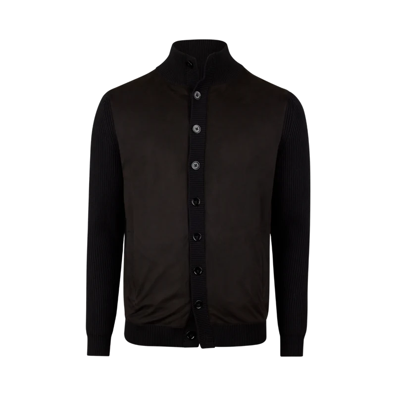 Cardigan Knitted Hybrid Buttoned - Black