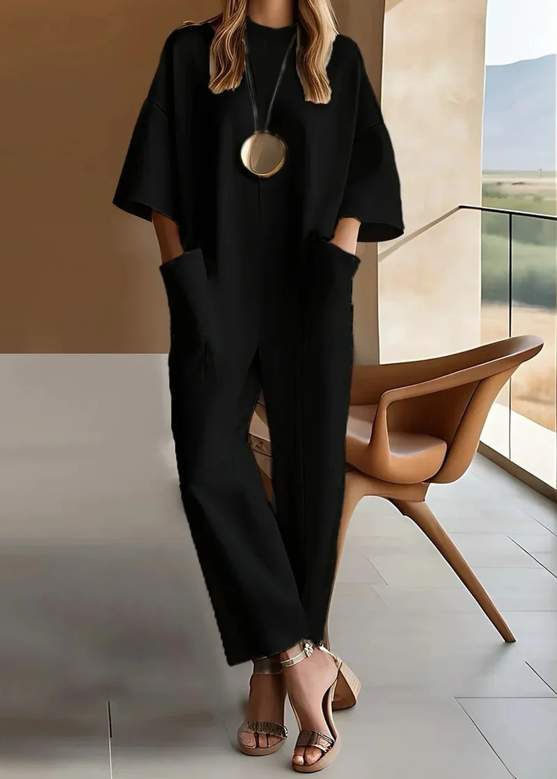 Grace | Kvinnors Vida Byxor Jumpsuit Lång Ärmar Crew Neck