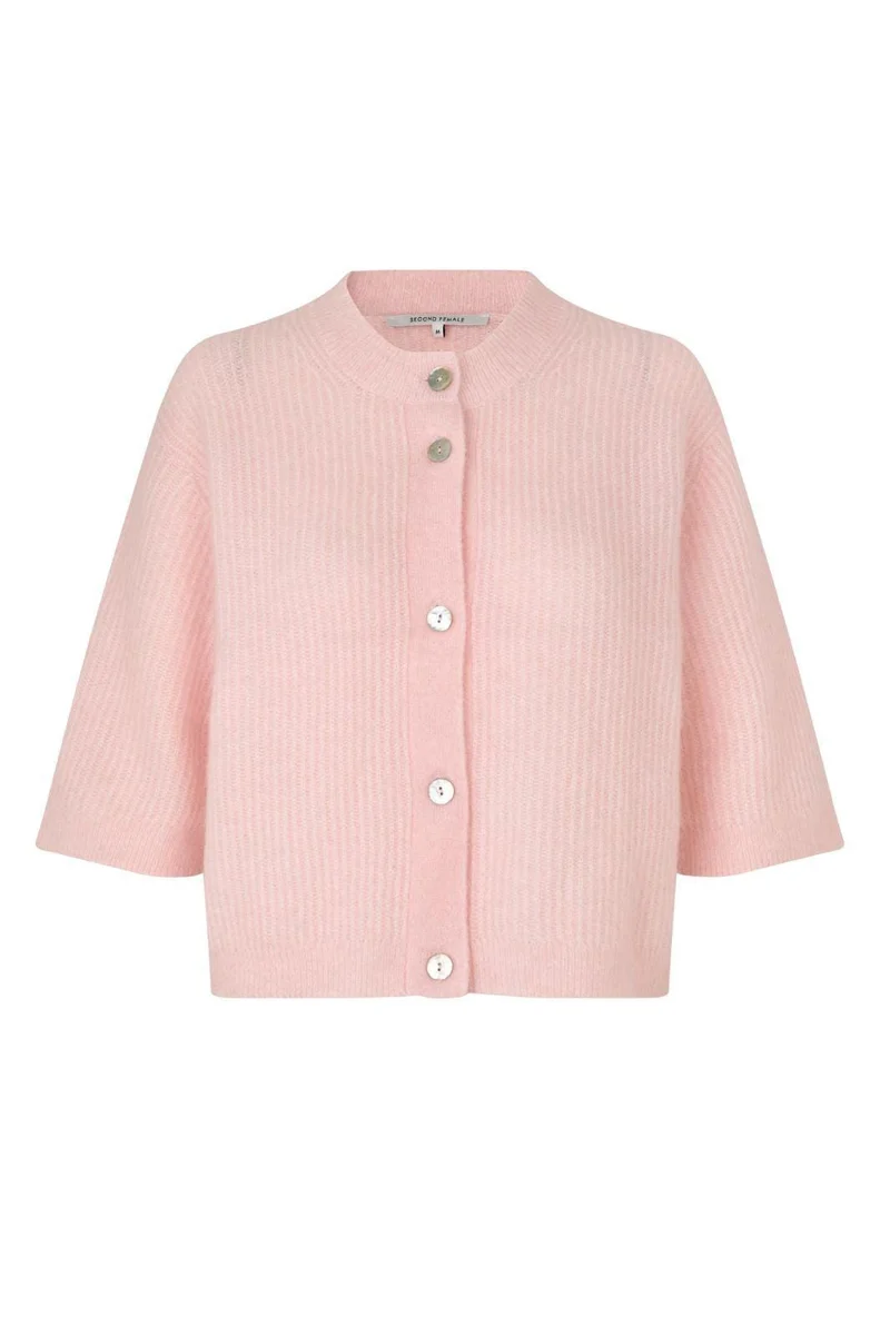 Second Female - Andrea Knit Rib Cardigan 58367 - 9413 Crystal Pink
