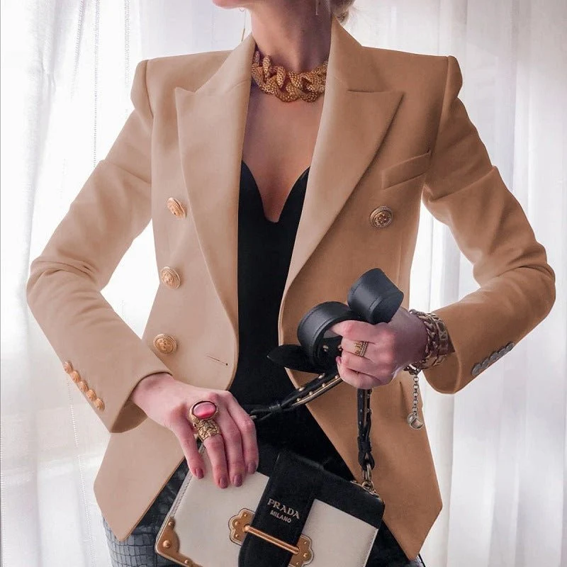 Grace | Dam Dubbelknäppt Blazer med Guldknappar