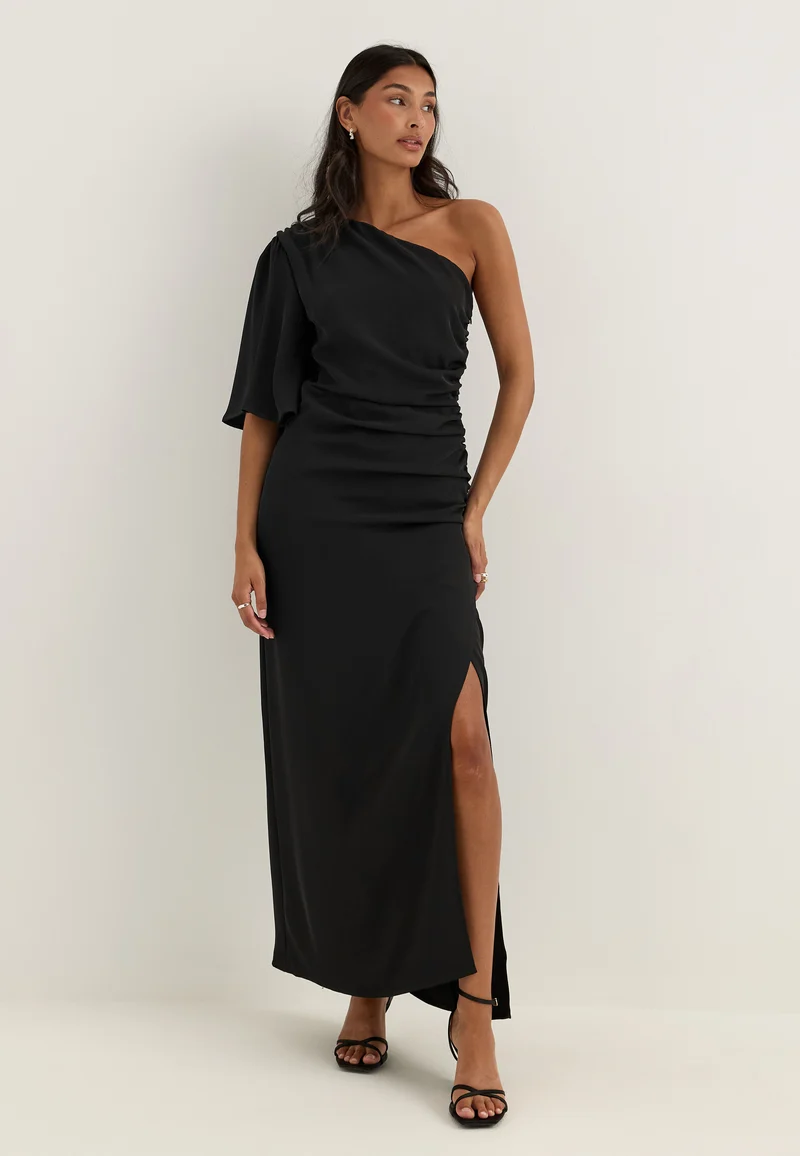 Ruched One Shoulder Maxi Dress
