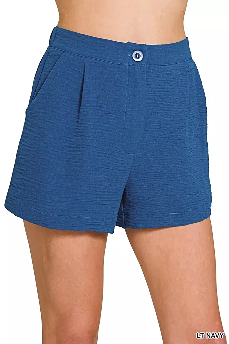 Zenana vävda shorts med luftflöde baktill och resår i midjan