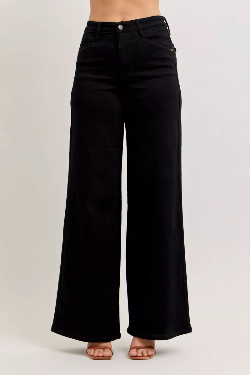 Judy Blå Högmidjade Jeans Med Vida Ben