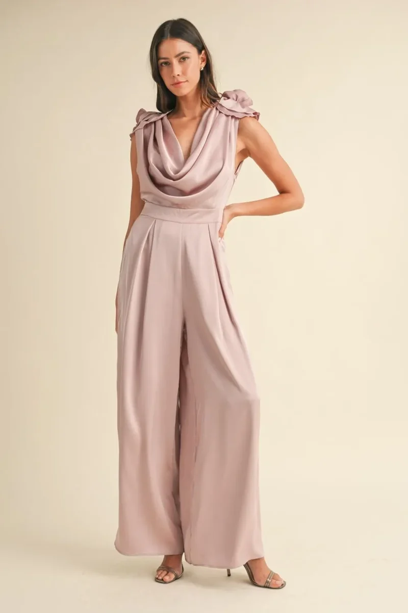 MABLE Jumpsuit med djup halsringning och 3D-blommönster