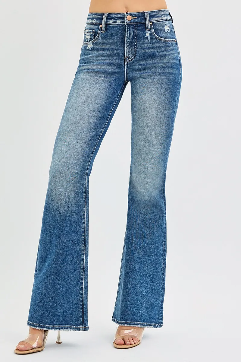 RISEN Full Size Magkontroll Höghöjda Utsvängda Jeans Plus Size