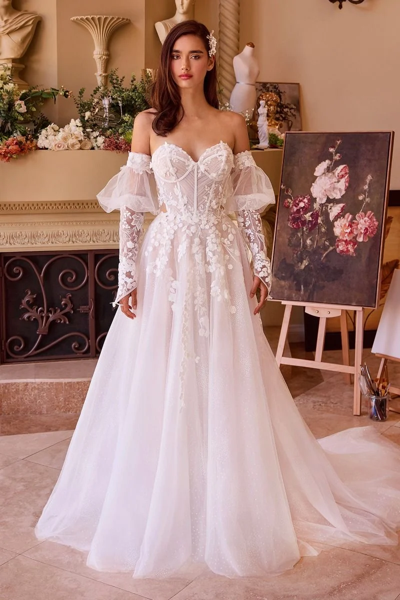 Sweetheart urringning brudklänning i lager i tyll från Andrea & Leo Couture WL032 - speciellt tillfälle