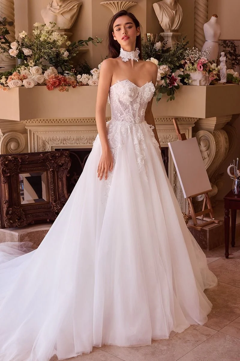 Axelbandslös Sweetheart Neckline Brudklänning i spets och tyll av Andrea och Leo WL041 - Speciellt tillfälle