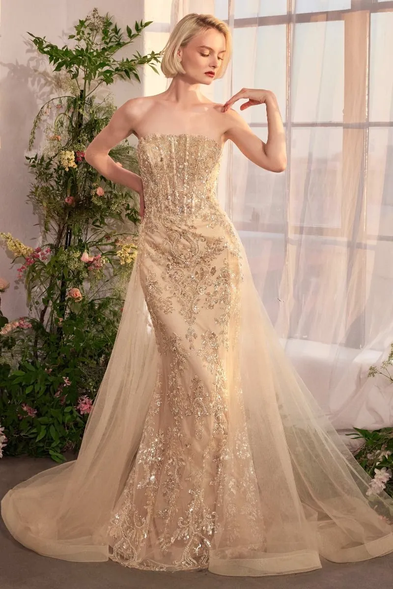 Glitter axelbandslös tyll overskirt klänning av Andrea och Leo A1365 - speciella tillfällen/kurvor