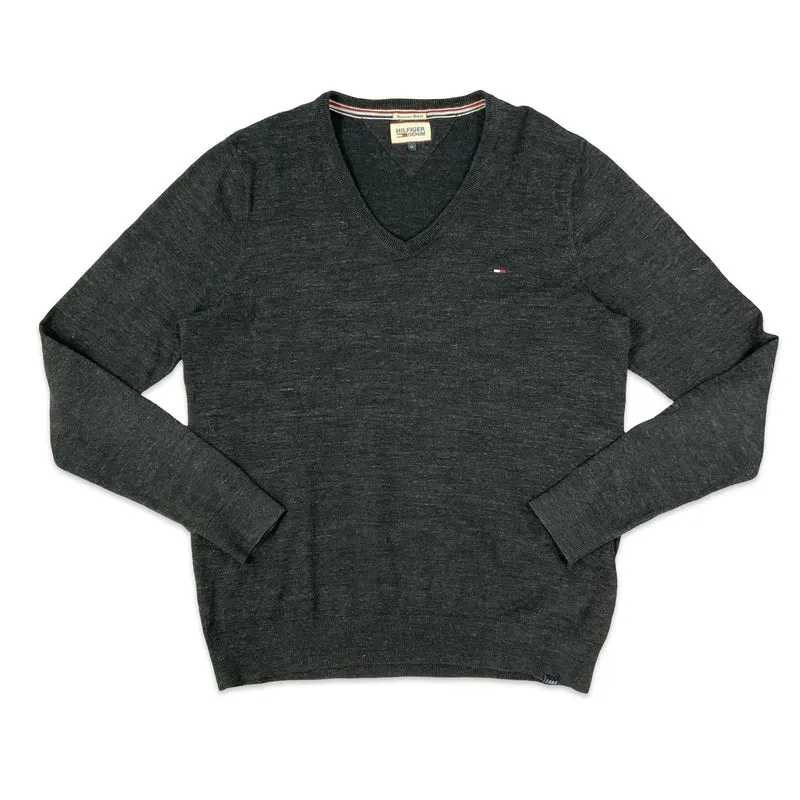 Tommy Hilfiger V-Neck Grey Knitted Jumper M L