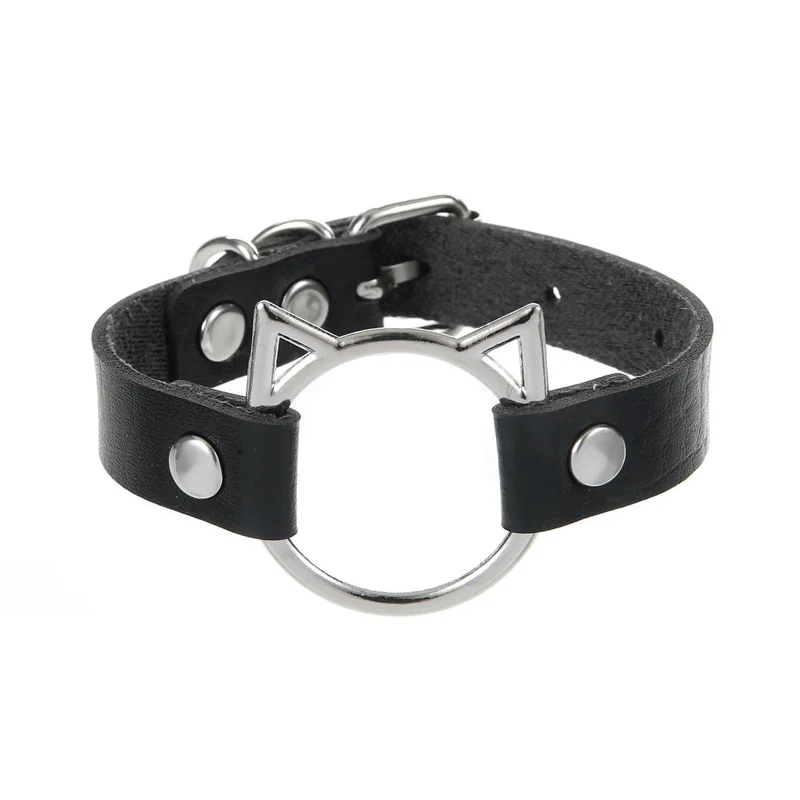 Damarmband med punkkatthuvud och spänne