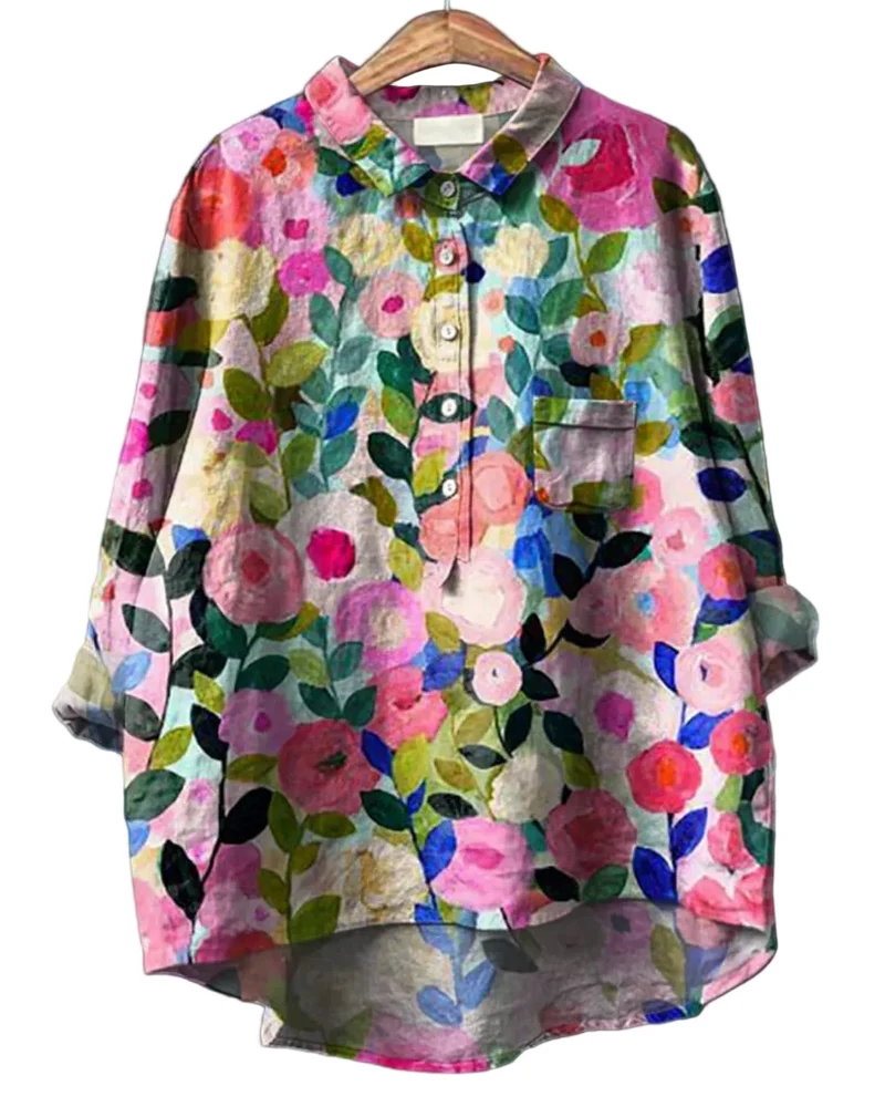 Kvinnors Blommig Blus Tidlös Stil