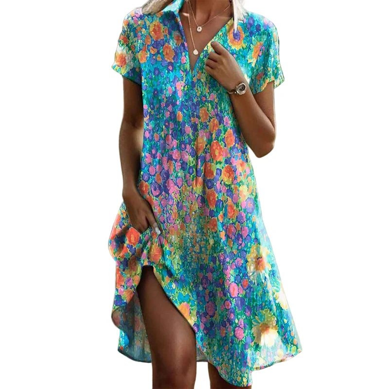 Dam Sommarklänning Boho Chic Med Flödande Siluett