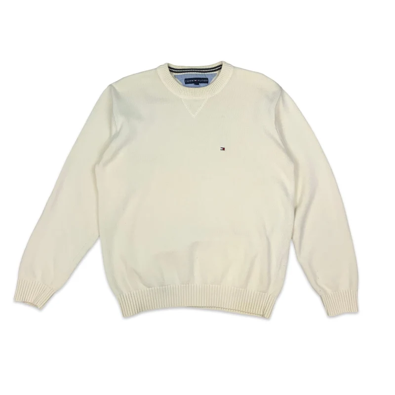 00s White Tommy Hilfiger Knit Jumper L