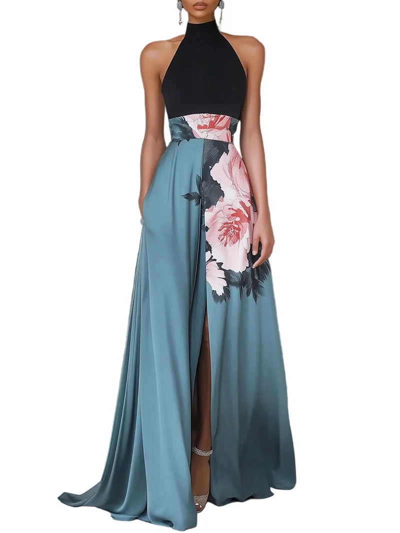 Kvinnors Maxiklänning Blommigt Mönster A-Linje Siluett