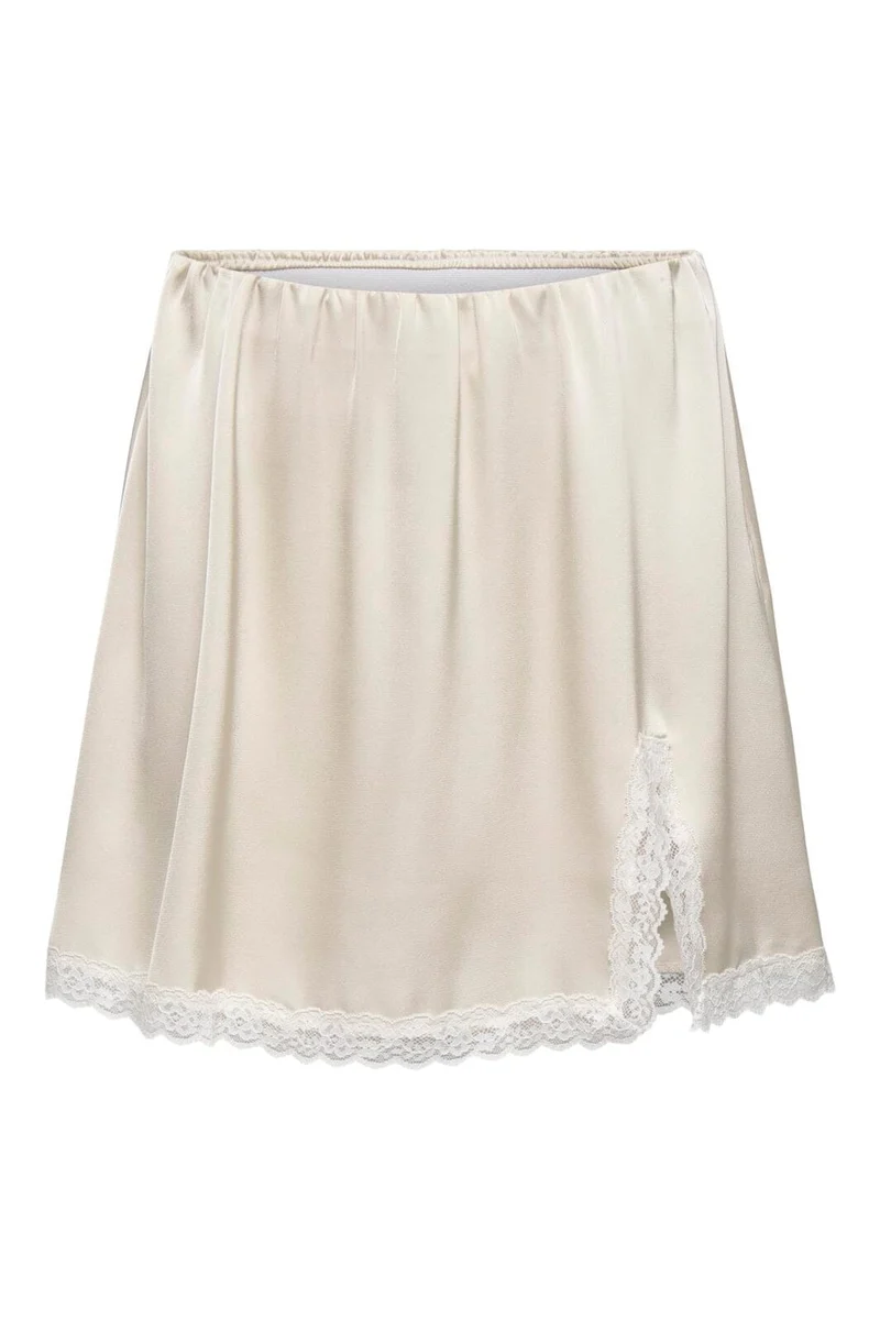 Only - Onlmenus Lace Satin Short Skirt - 5131873 Birch White Lace