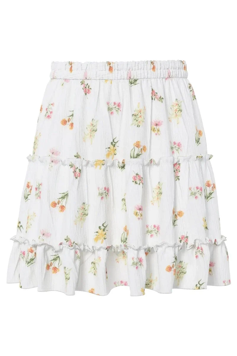 Pieces - Pcemma Short Skirt - 4904179 Bright White Flower