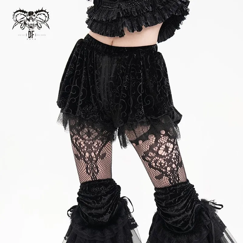 Gothic Cloud Velvet Mesh Shorts för kvinnor