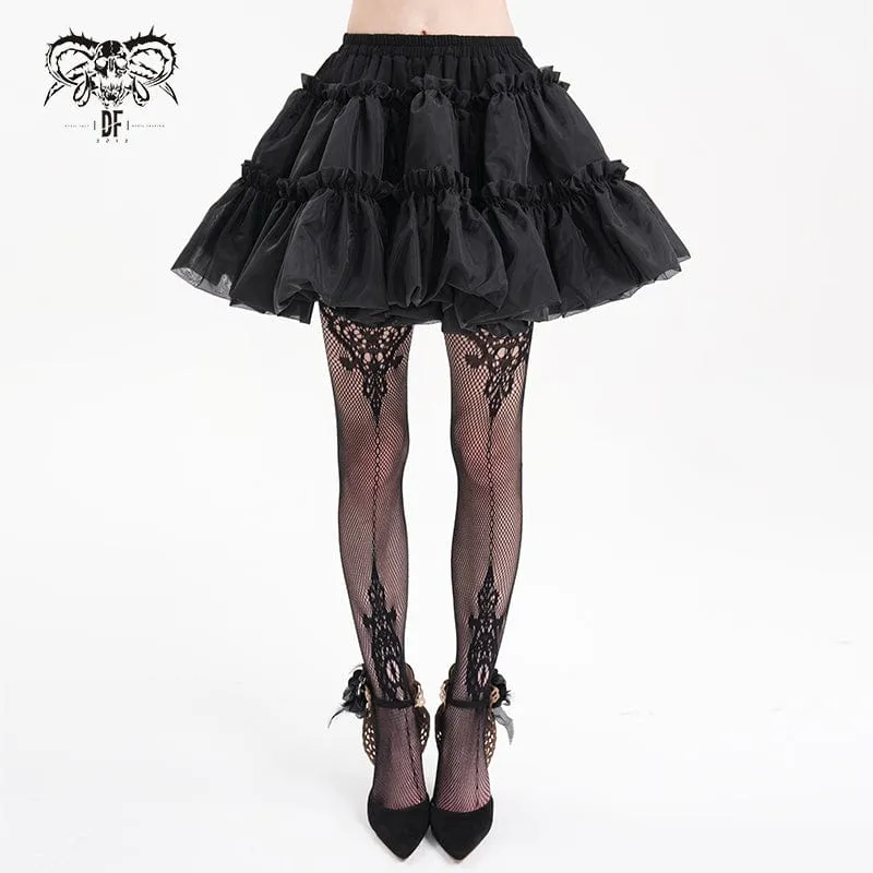 Gothic Rufsig Mesh Bubble Kort kjol för kvinnor