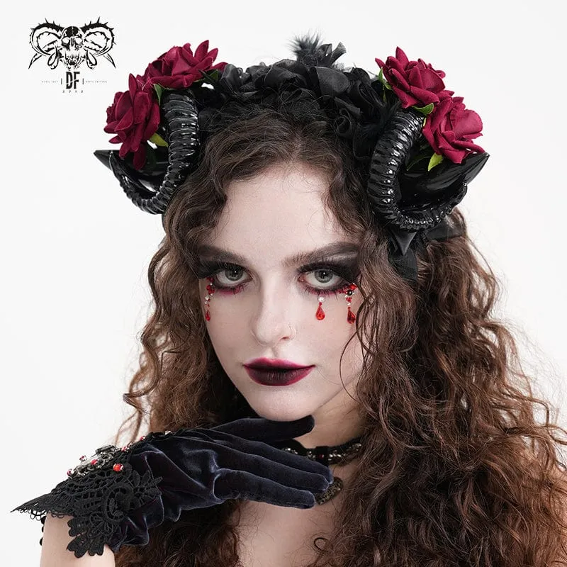Gothic Horn Rose Mesh Håraccessoarer för kvinnor