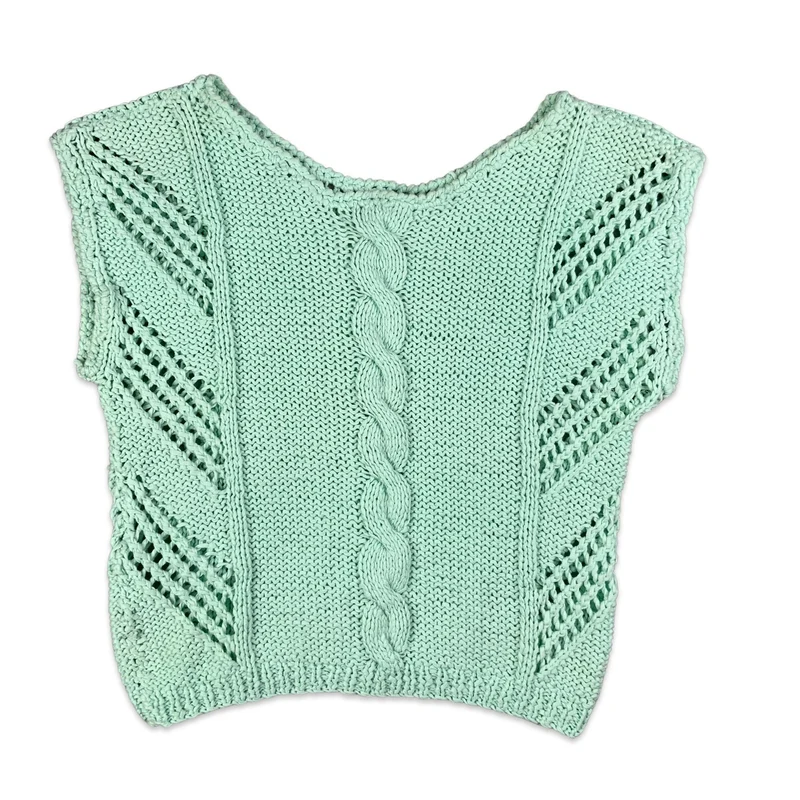 Vintage Light Blue Cable Knit Vest 4 6