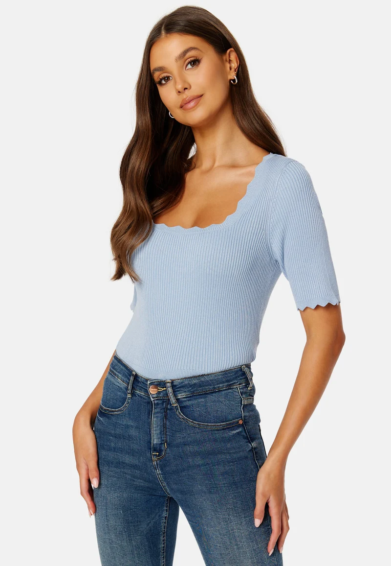 Lalana Square Neck 2/4 Knit Top
