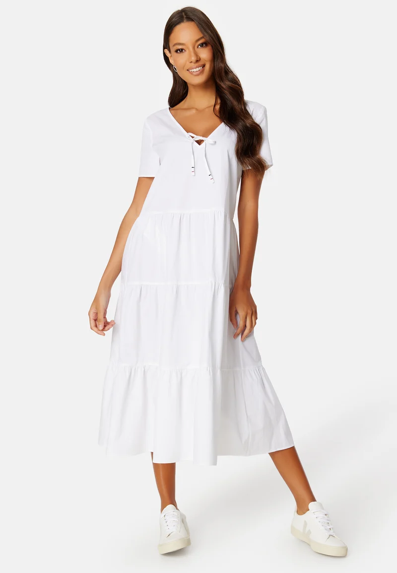 Poplin Tiered Midi Dress