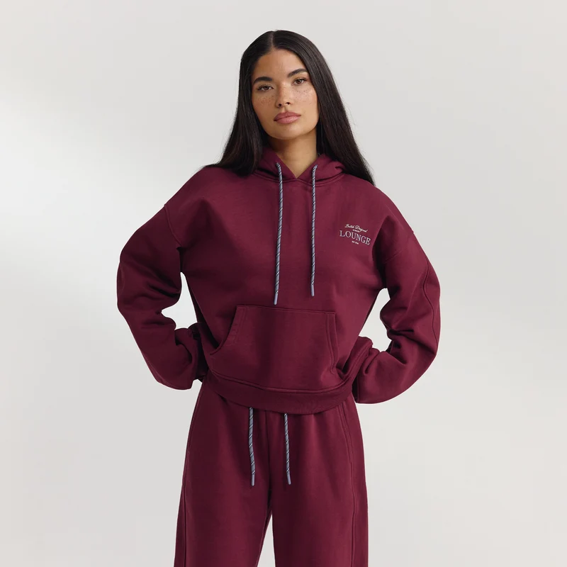 Oversized Huvtröja - Körsbärslack