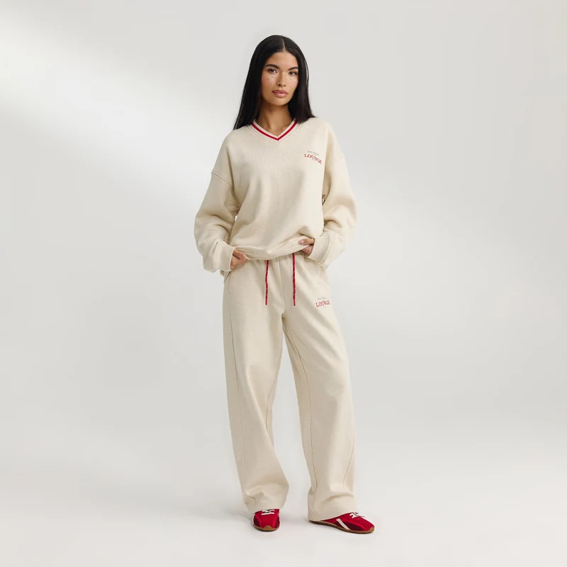 V-Neck Tröja - Havrefärgad Marl
