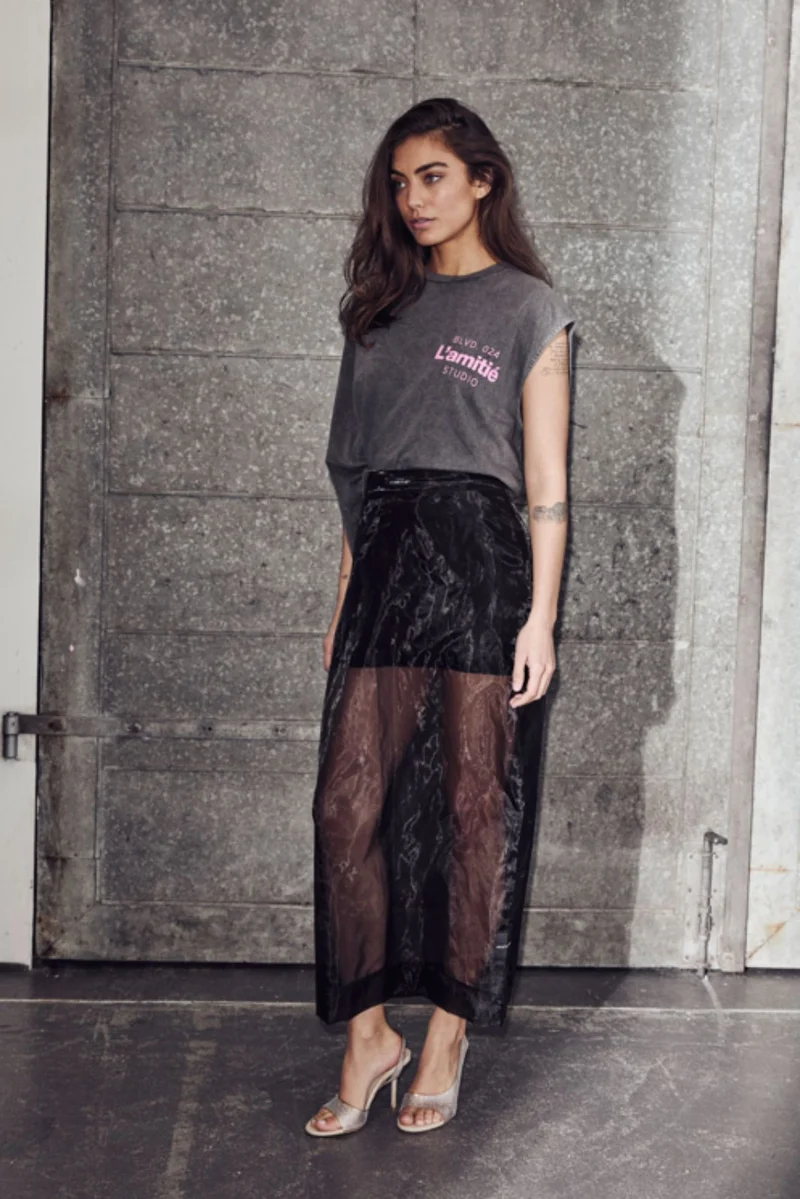 Haute L'Amitié - Organza Pencil Skirt HL10638 - Black