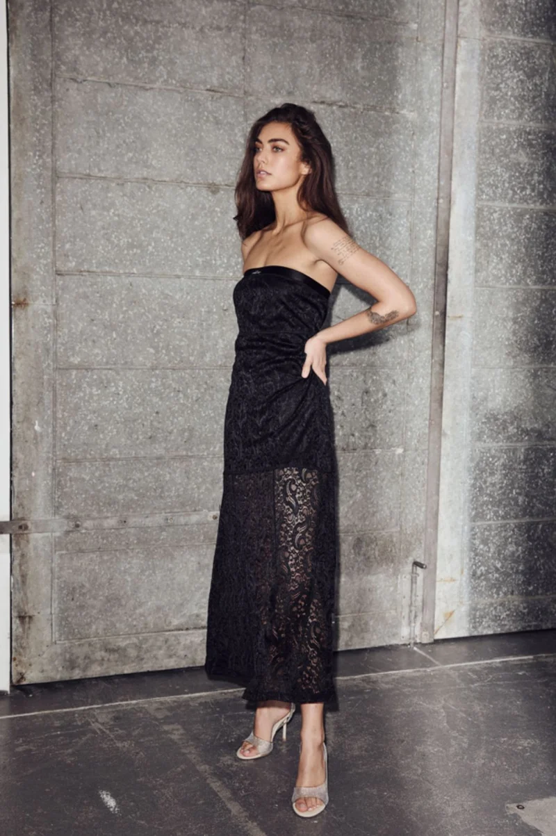 Haute L'Amitié - Summer Lace Tube Dress HL10611 - Black