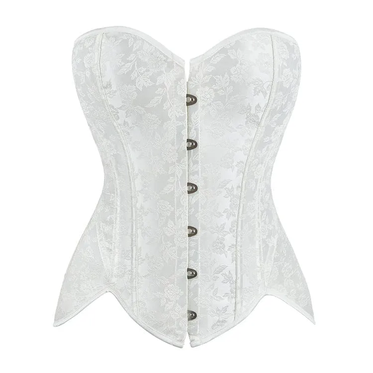 Gothic Irregular Jacquard Overbust Corset för kvinnor