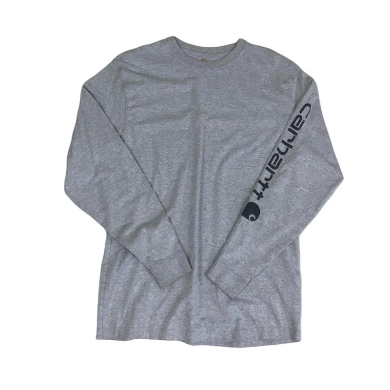 Vintage 90s 'Carhartt' Grey Long Sleeved Spell-Out T-Shirt M
